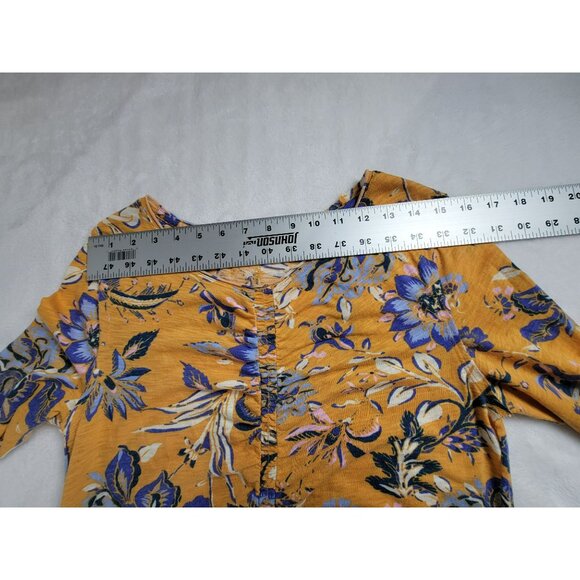 We The Free Women's Dreamed of You Floral Ruched Front Long Sleeve Top Yellow XL - Picture 6 of 8